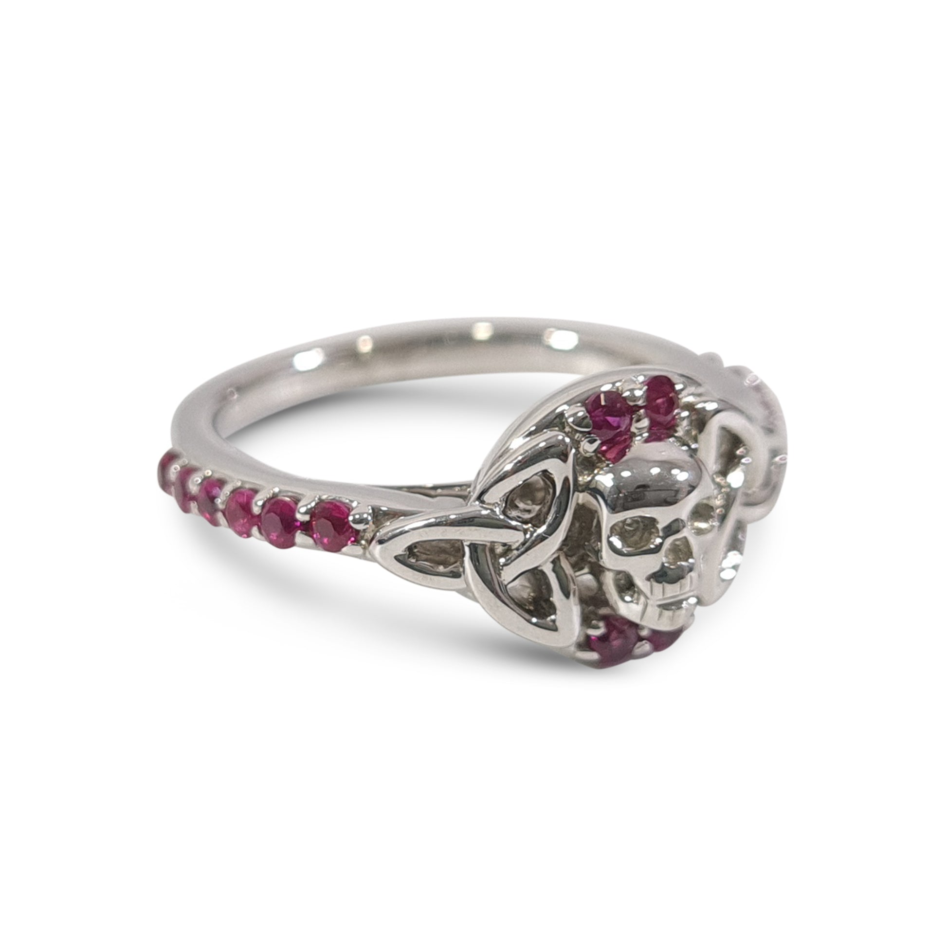 SILVER TRINITY SKULL RING