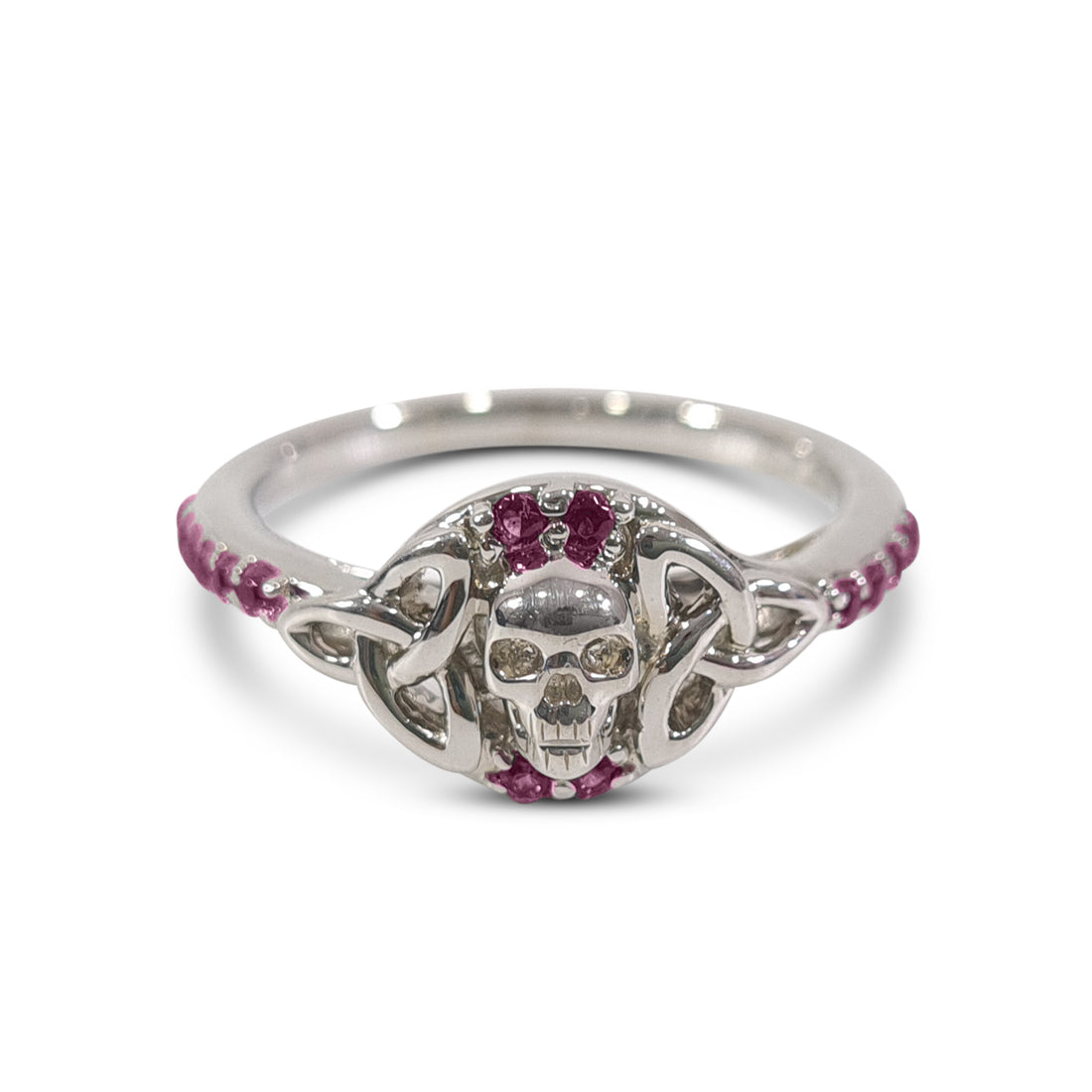 SILVER TRINITY SKULL RING