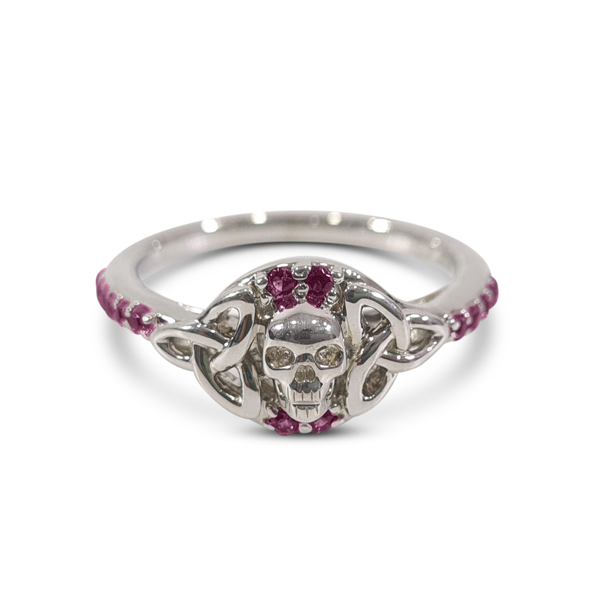 SILVER TRINITY SKULL RING