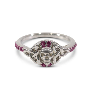 SILVER TRINITY SKULL RING