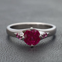 Natural Ruby Engagement Ring for Women Pink Gemstone Promise Ring