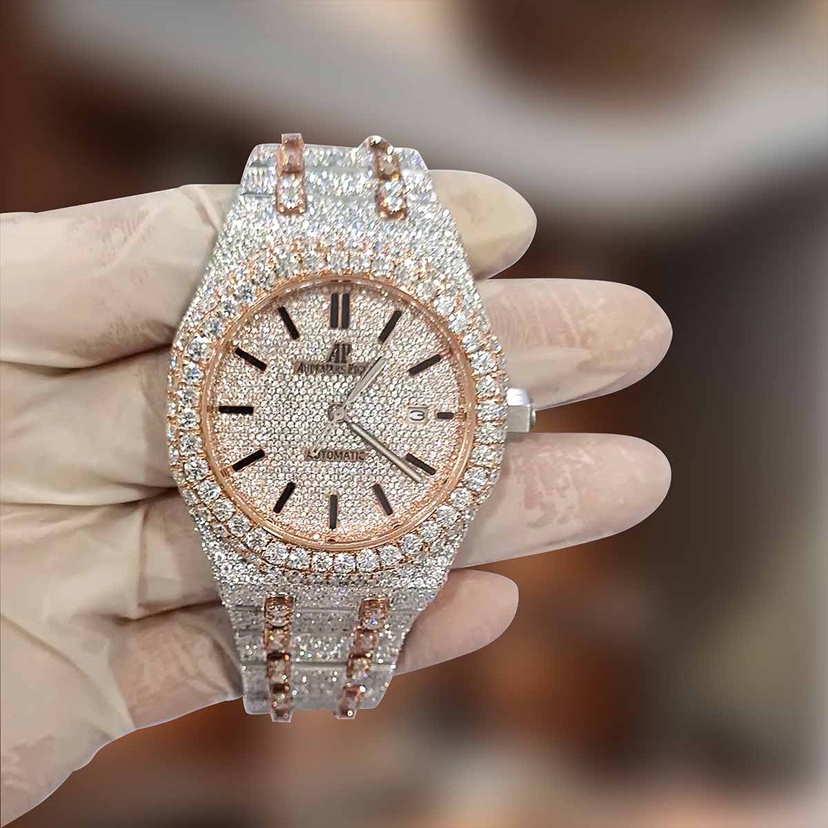 Audemars Piguet Royal Oak Watch CZ Diamond Iced Out Two tone