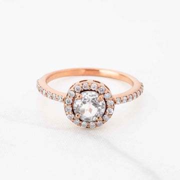 Classic Halo Engagement Rings Rose Gold Moissanite Diamond Anniversary Ring Gift