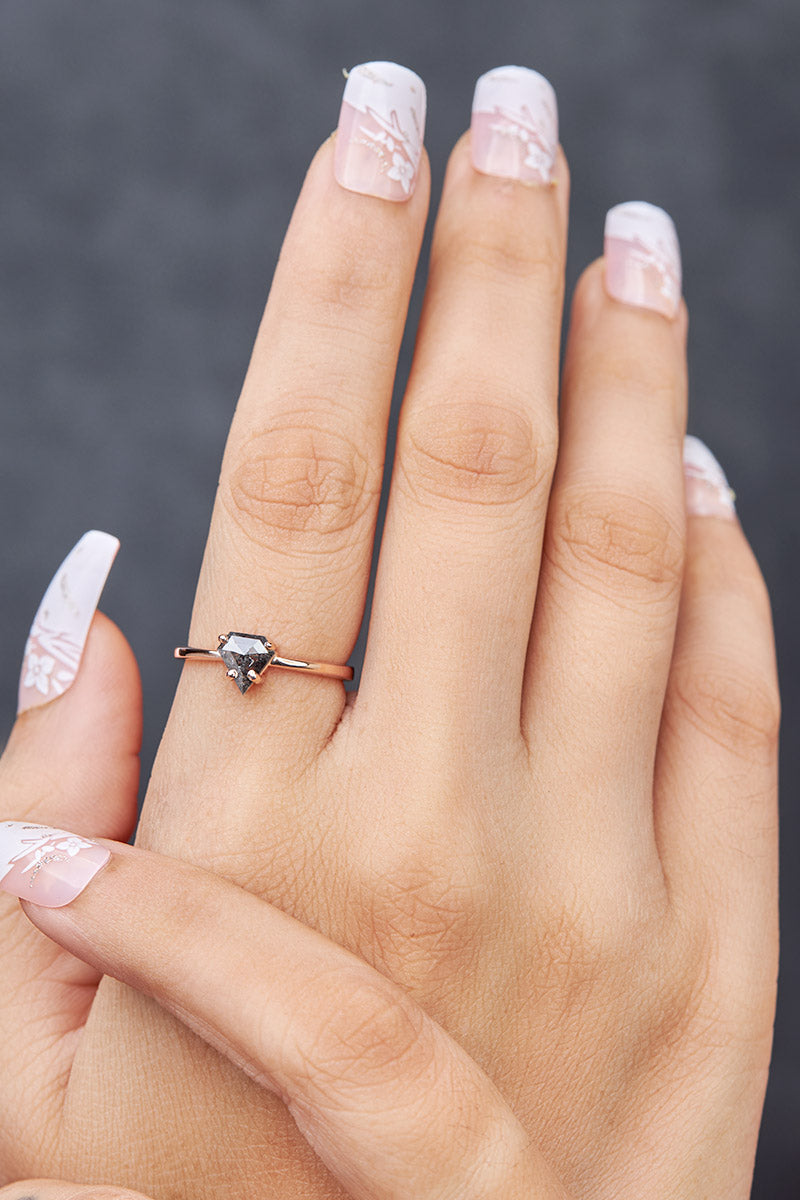 Salt and Pepper Diamond Ring