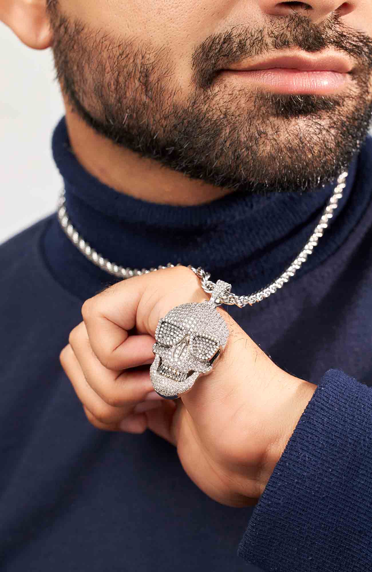 Iced Out Skull Necklace Locket With Chain Skull Gothic Halloween Jewelry