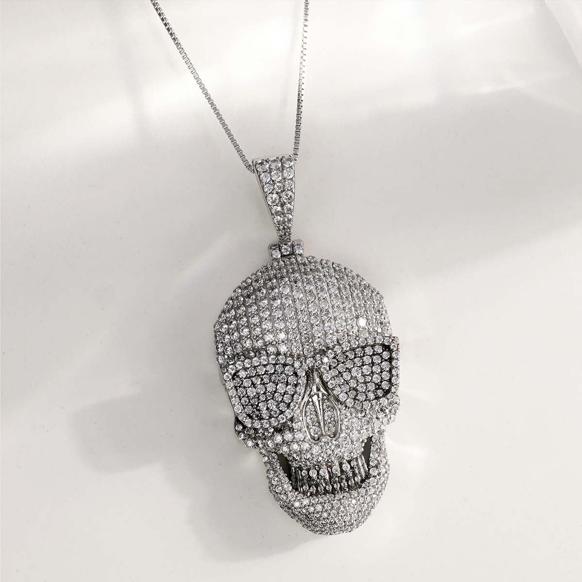 Iced Out Skull Necklace Locket With Chain Skull Gothic Halloween Jewelry