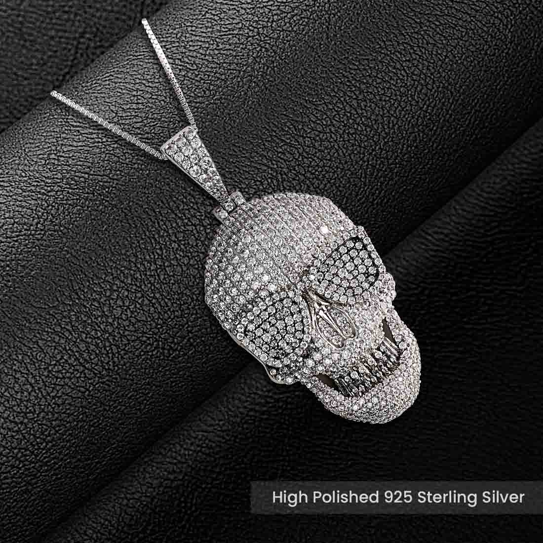 Iced Out Skull Necklace Locket With Chain Skull Gothic Halloween Jewelry