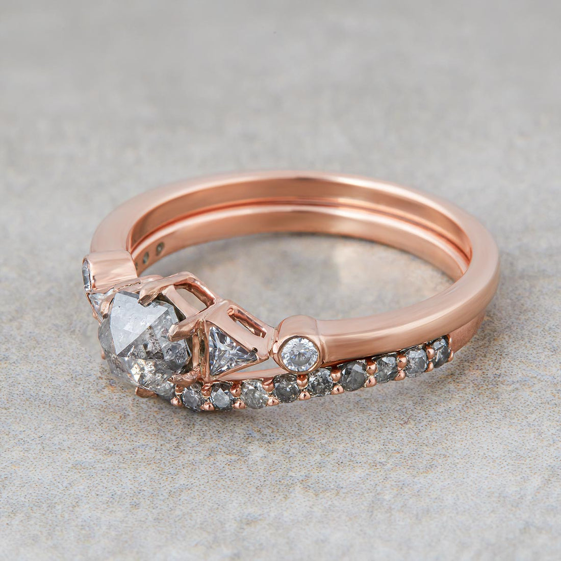 Natural Salt and Pepper Diamond Engagement Rings