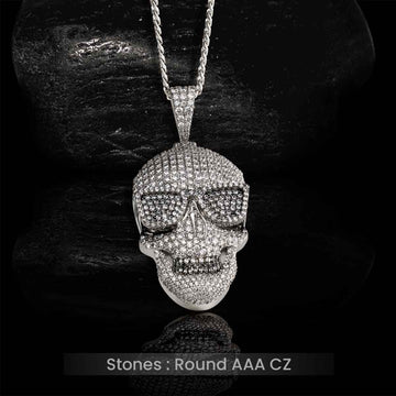 Iced Out Skull Necklace Locket With Chain Skull Gothic Halloween Jewelry