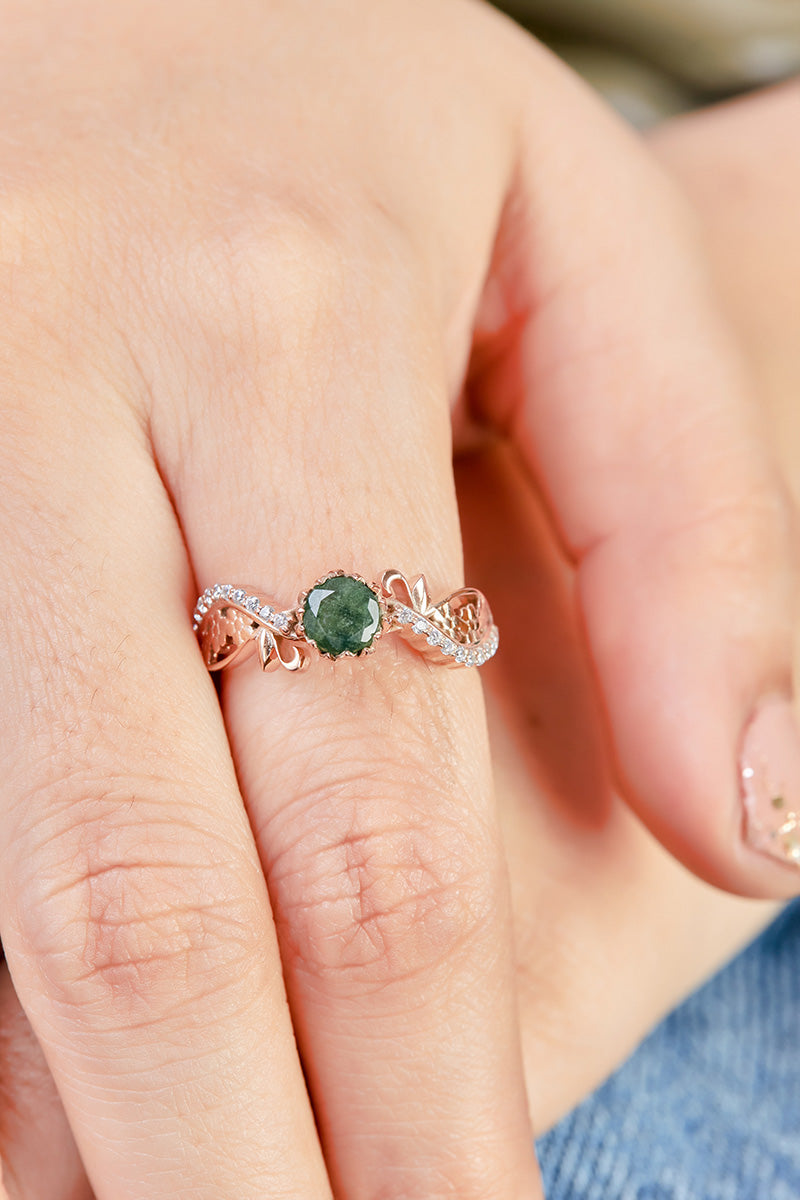 Art Deco Moss Engagement Ring