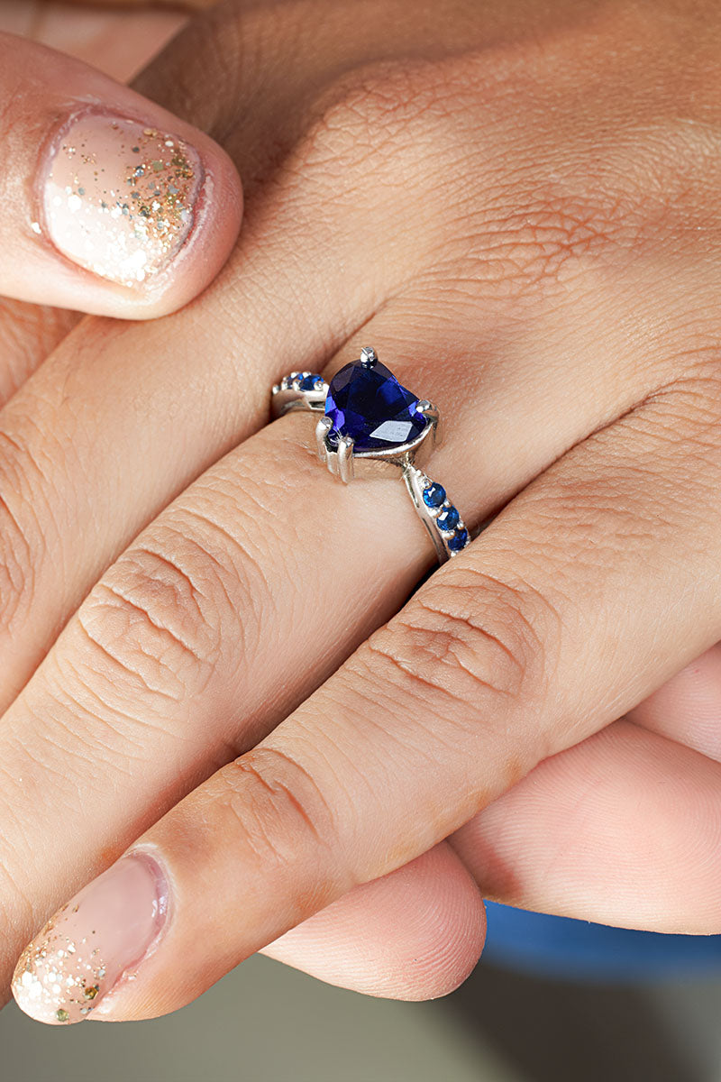 Natural Sapphire Heart Engagement Ring