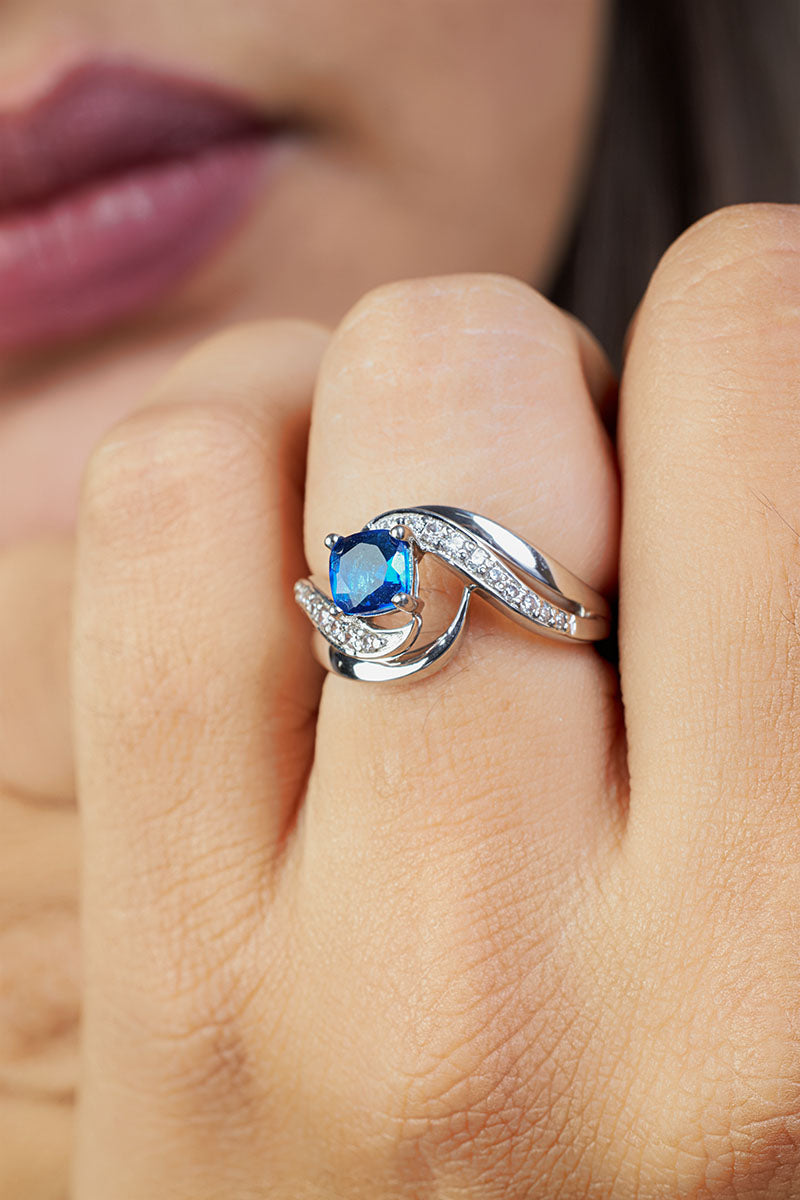 Cushion Cut Natural Sapphire Engagement Ring
