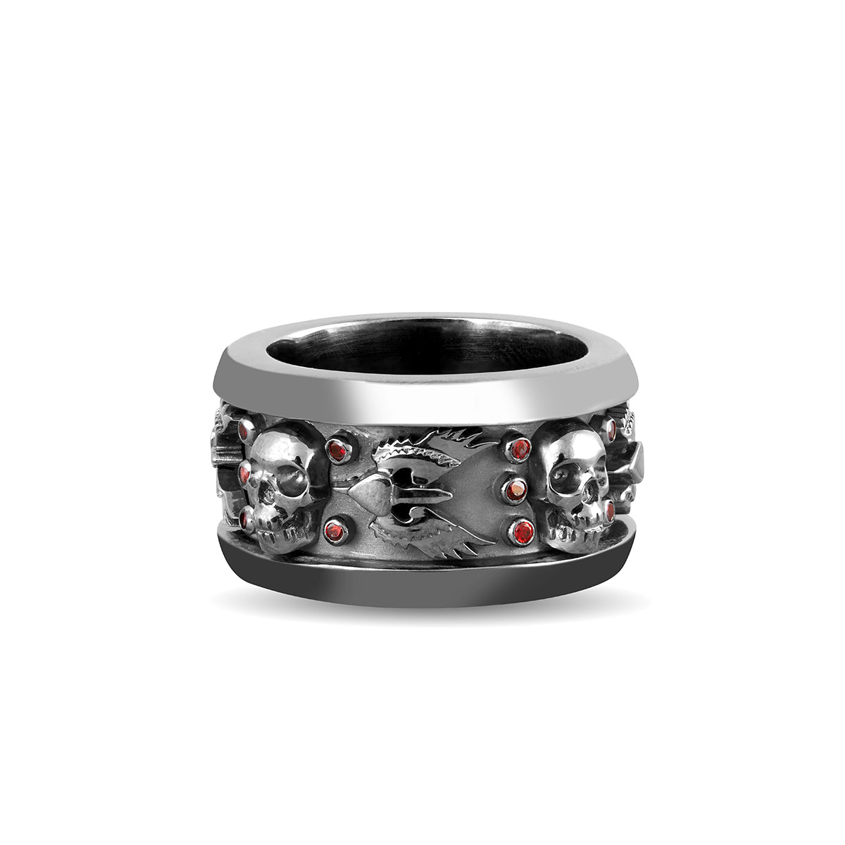Mens Skull Wedding Band Wings Dagger Gothic Badass Bikers