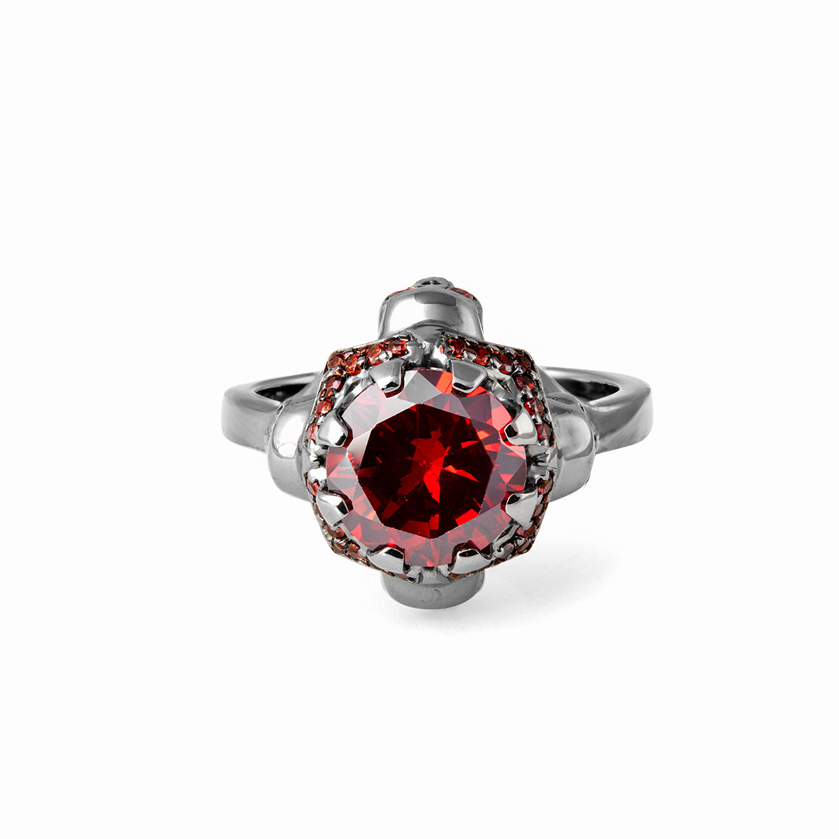 Vampire Gothic Engagement Ring Red Garnet Skull Ring Womens