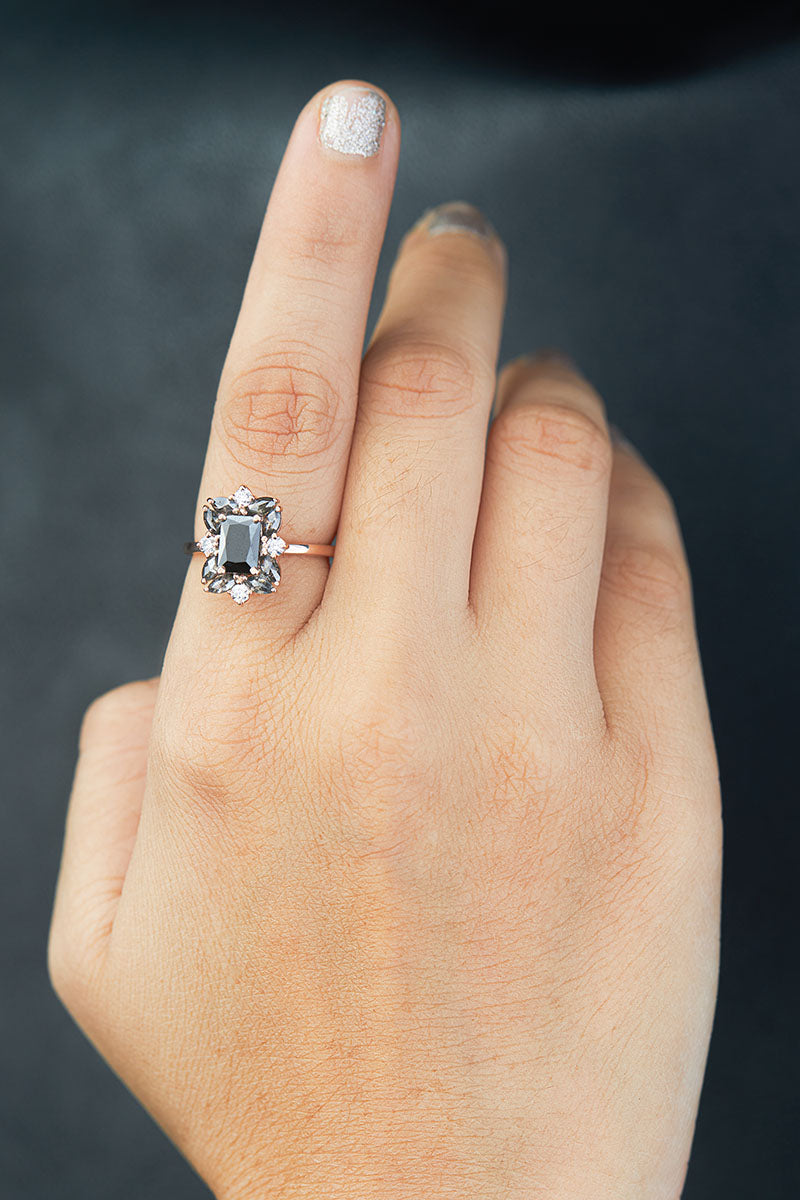 Salt and Pepper Engagement Ring