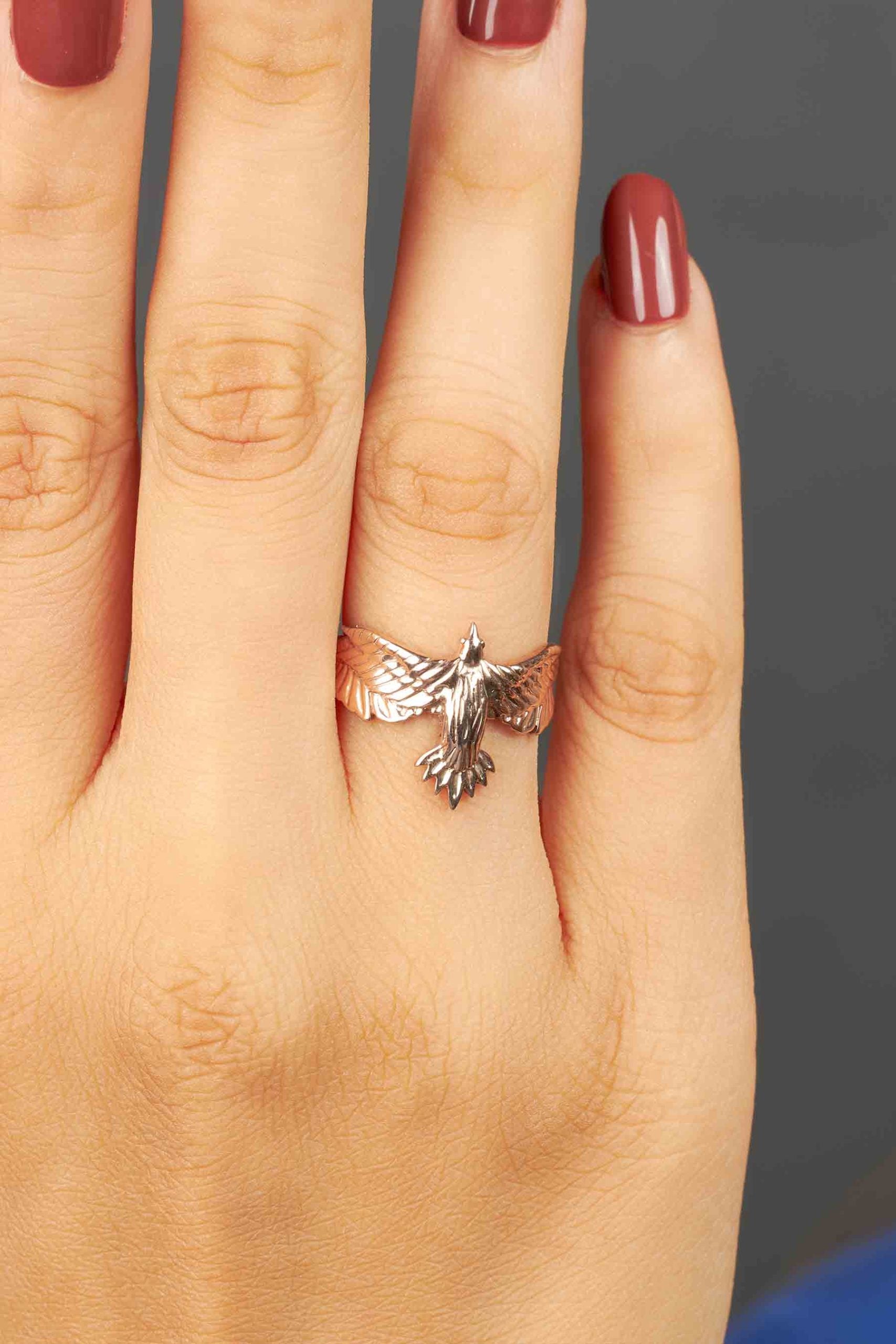 Rose Gold Raven Ring Odin's Raven Norse Viking Jewelry Crow Ring