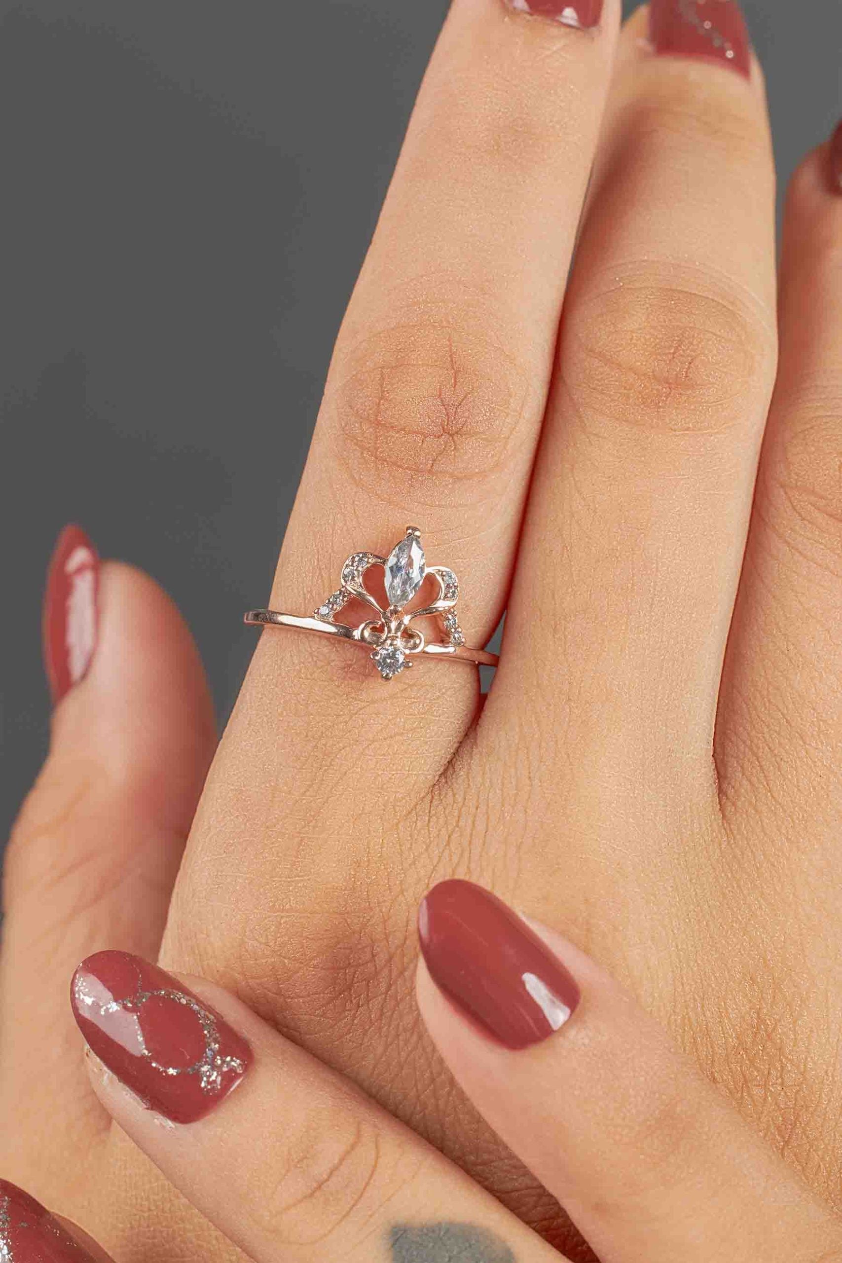 Tiara Wedding Ring Moissanite Diamond Vintage Engagement Rings Rose Gold White Gold