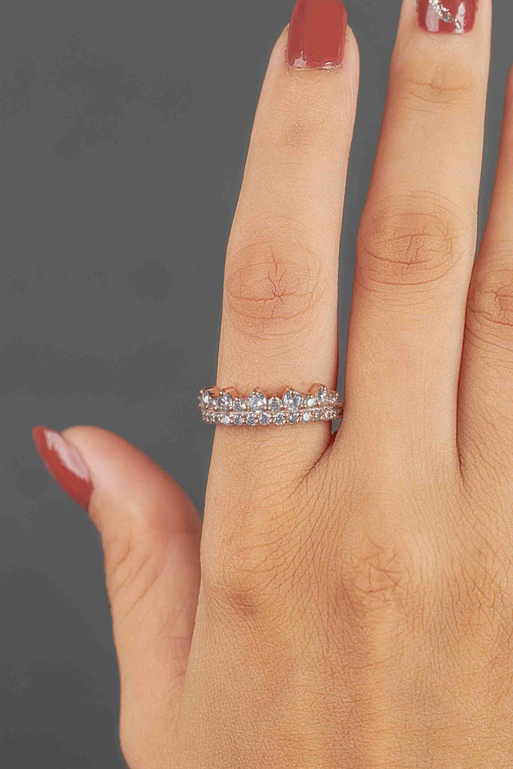 Moissanite Diamond Wedding Bands Women's Promise Anniversary Band Rose Gold White Gold