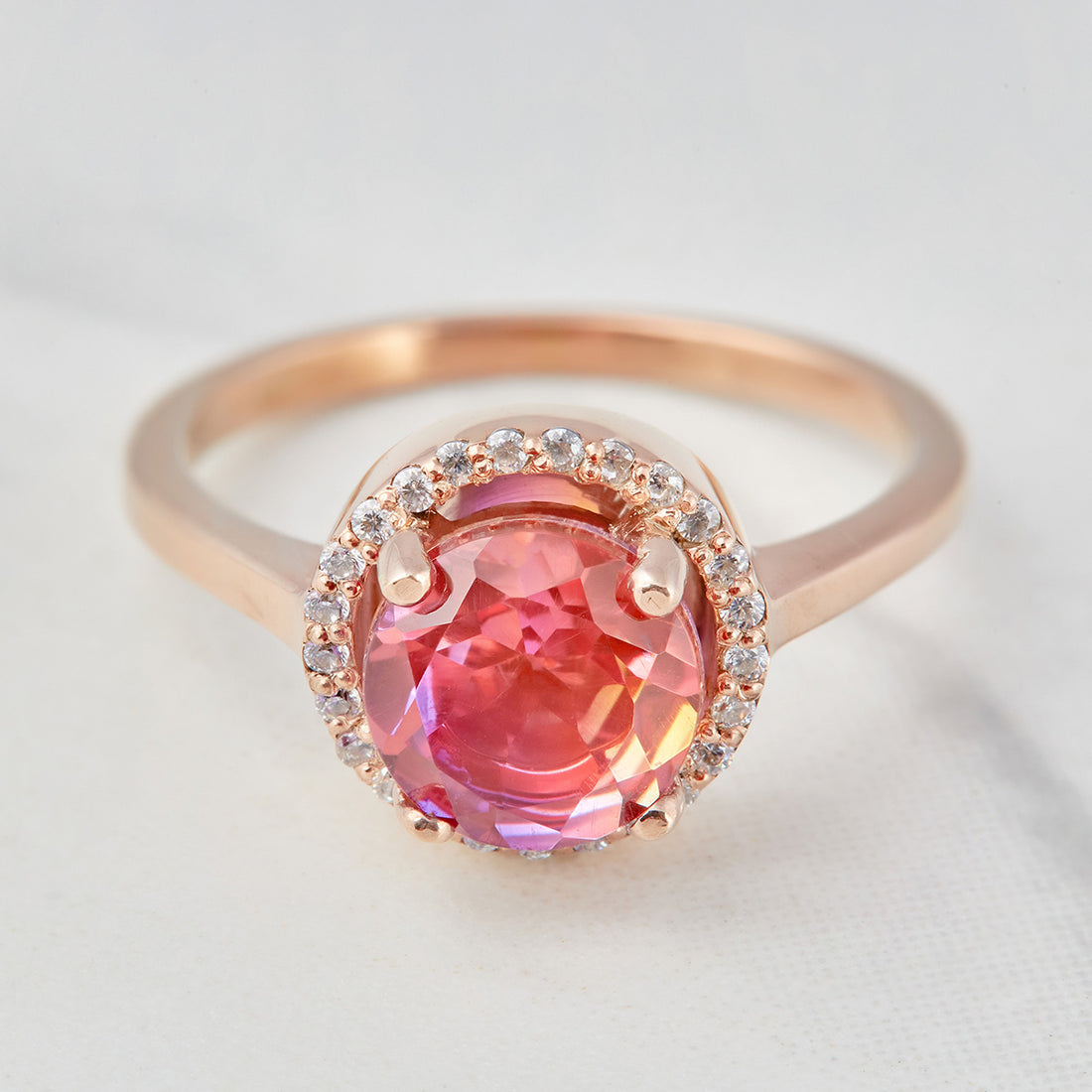 2CT Doublet Gemstone Engagement Ring