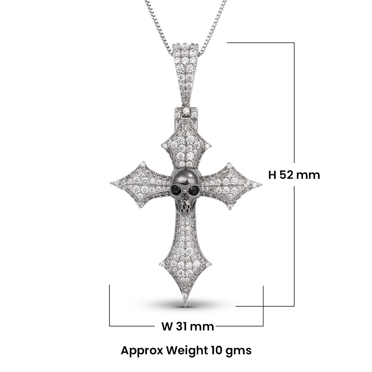 Iced Out Skull Cross Pendant Necklace With Chain Halloween Gothic Hip Hop Jewelry