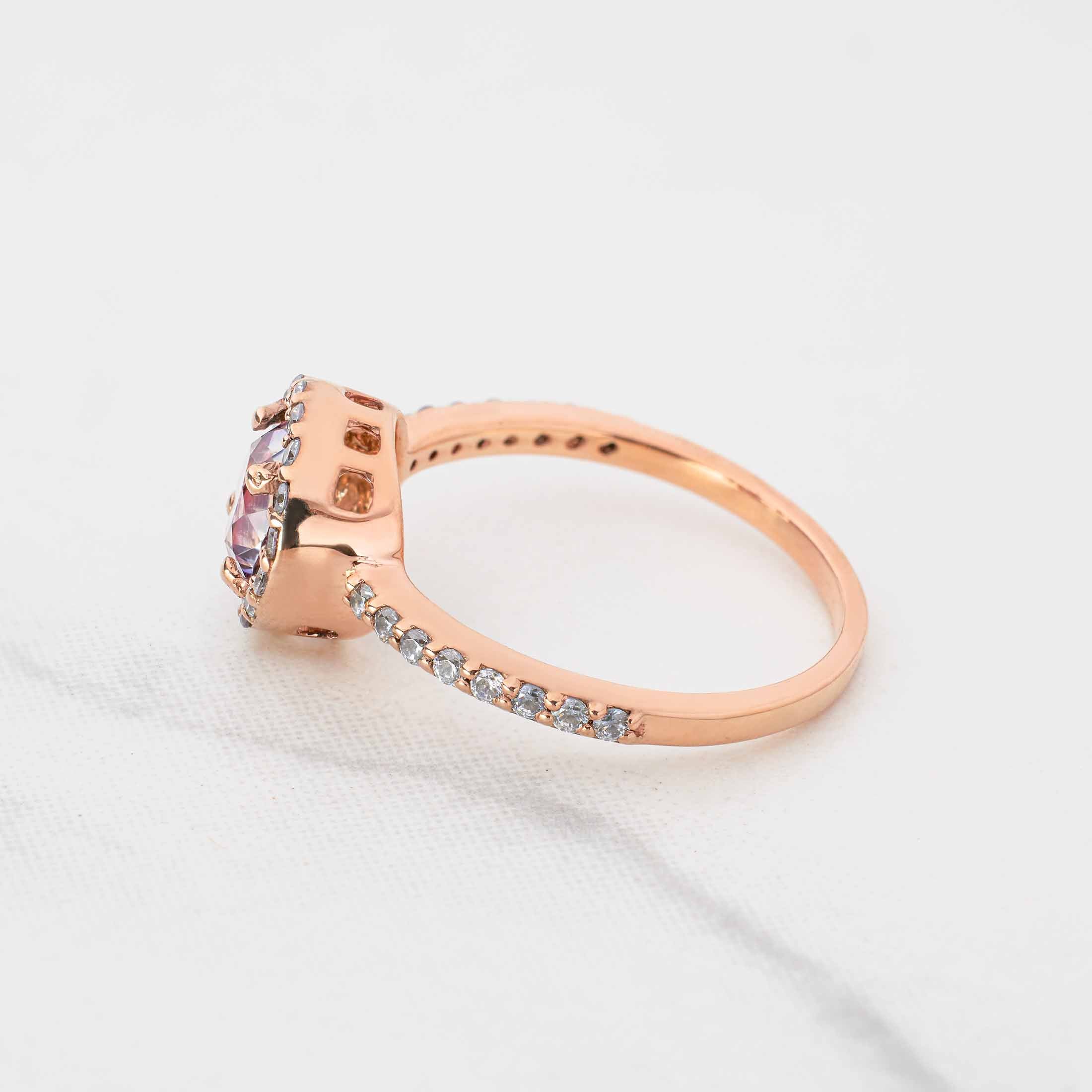 Classic Halo Engagement Rings Rose Gold Moissanite Diamond Anniversary Ring Gift