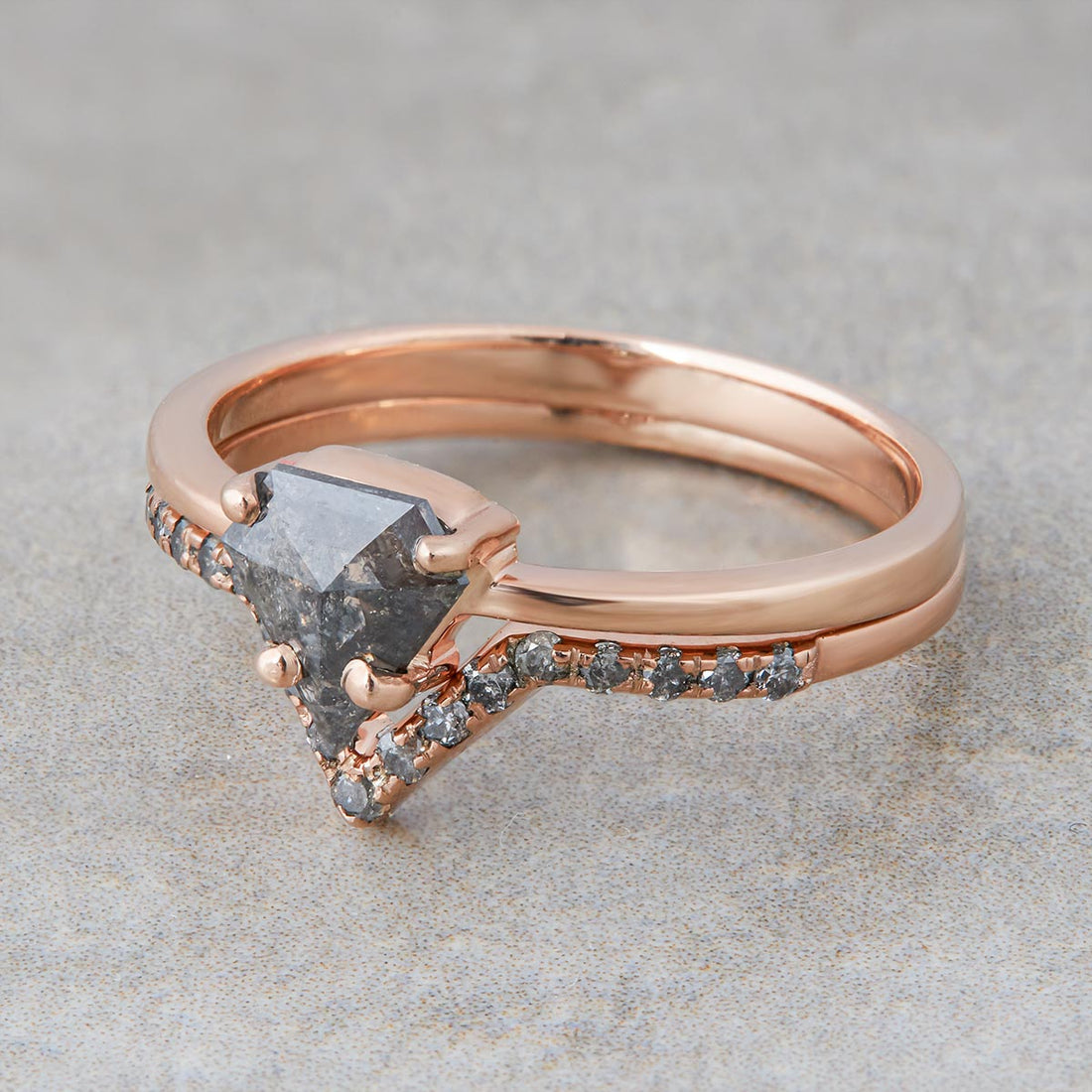Salt and Pepper Diamond Wedding Ring Set