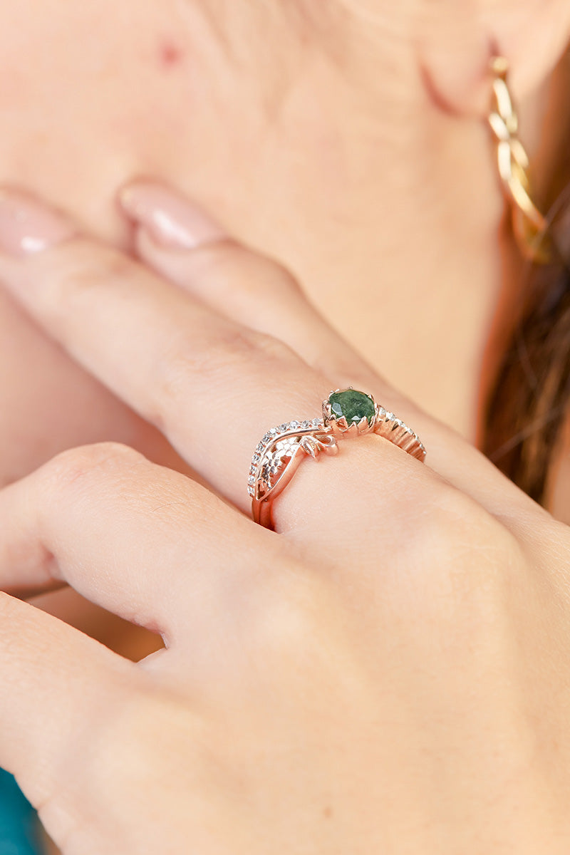 Art Deco Moss Engagement Ring