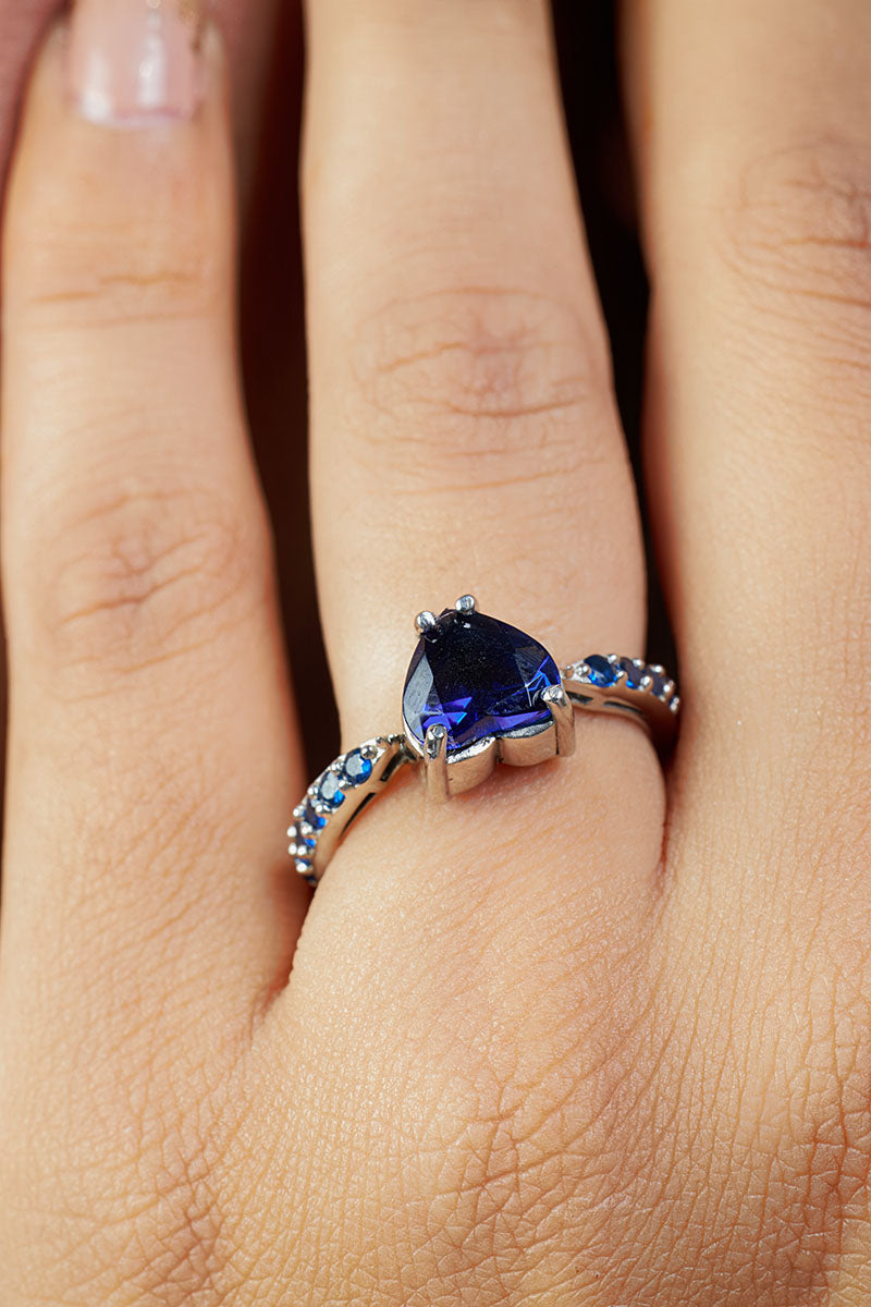 Natural Sapphire Heart Engagement Ring