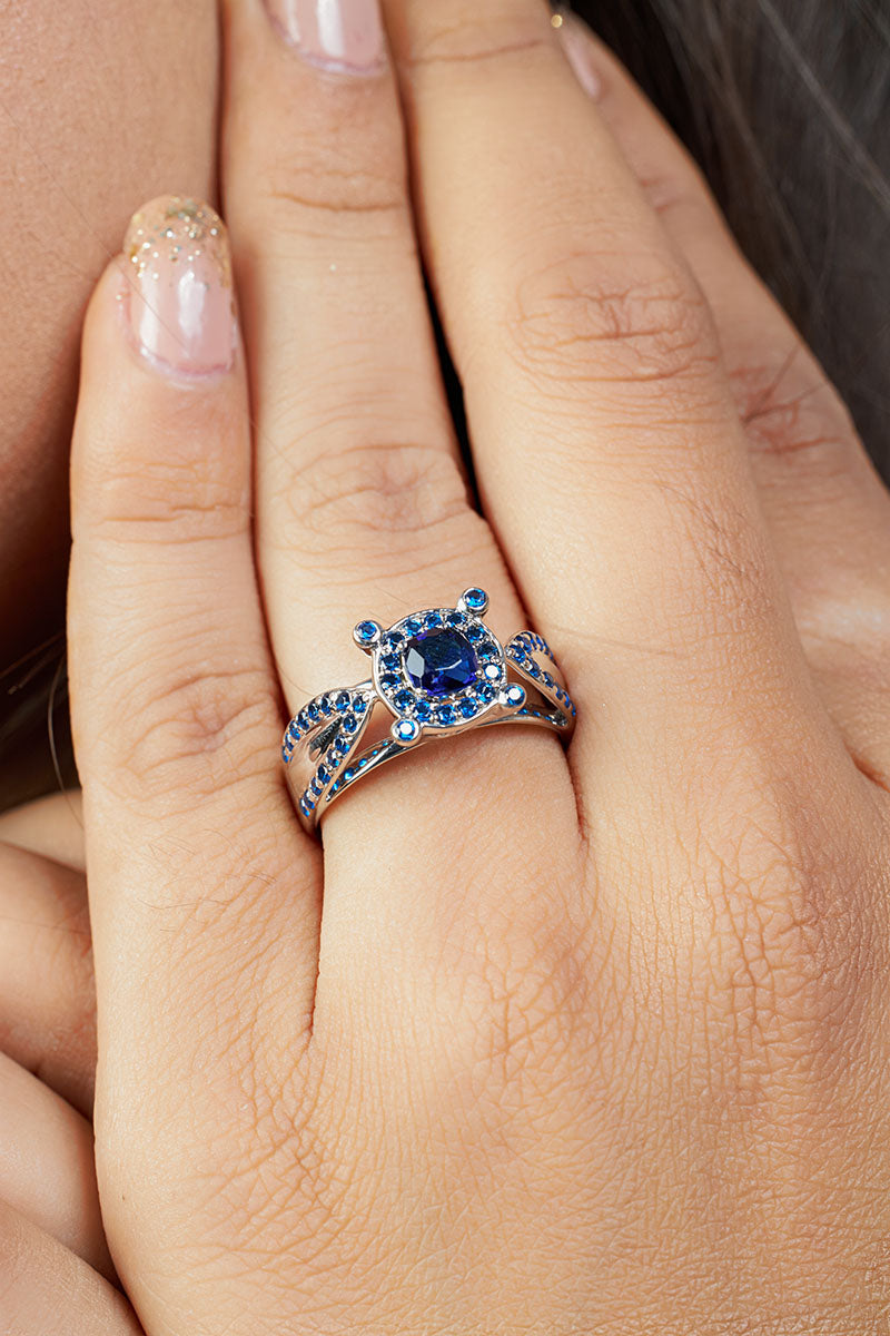 Natural Sapphire Unique Engagement Ring