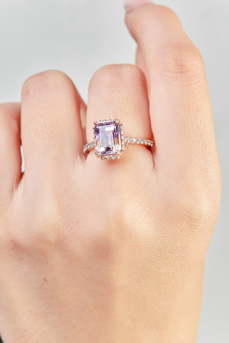 Moissanite and Ametrine Engagement Ring