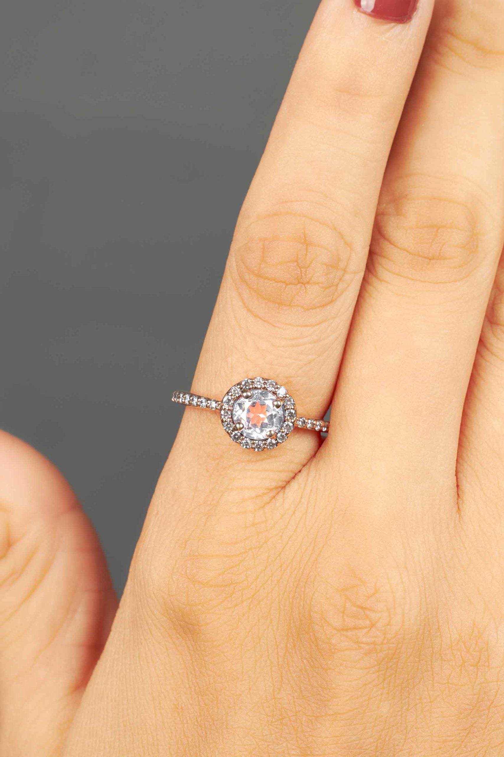 Classic Halo Engagement Rings Rose Gold Moissanite Diamond Anniversary Ring Gift