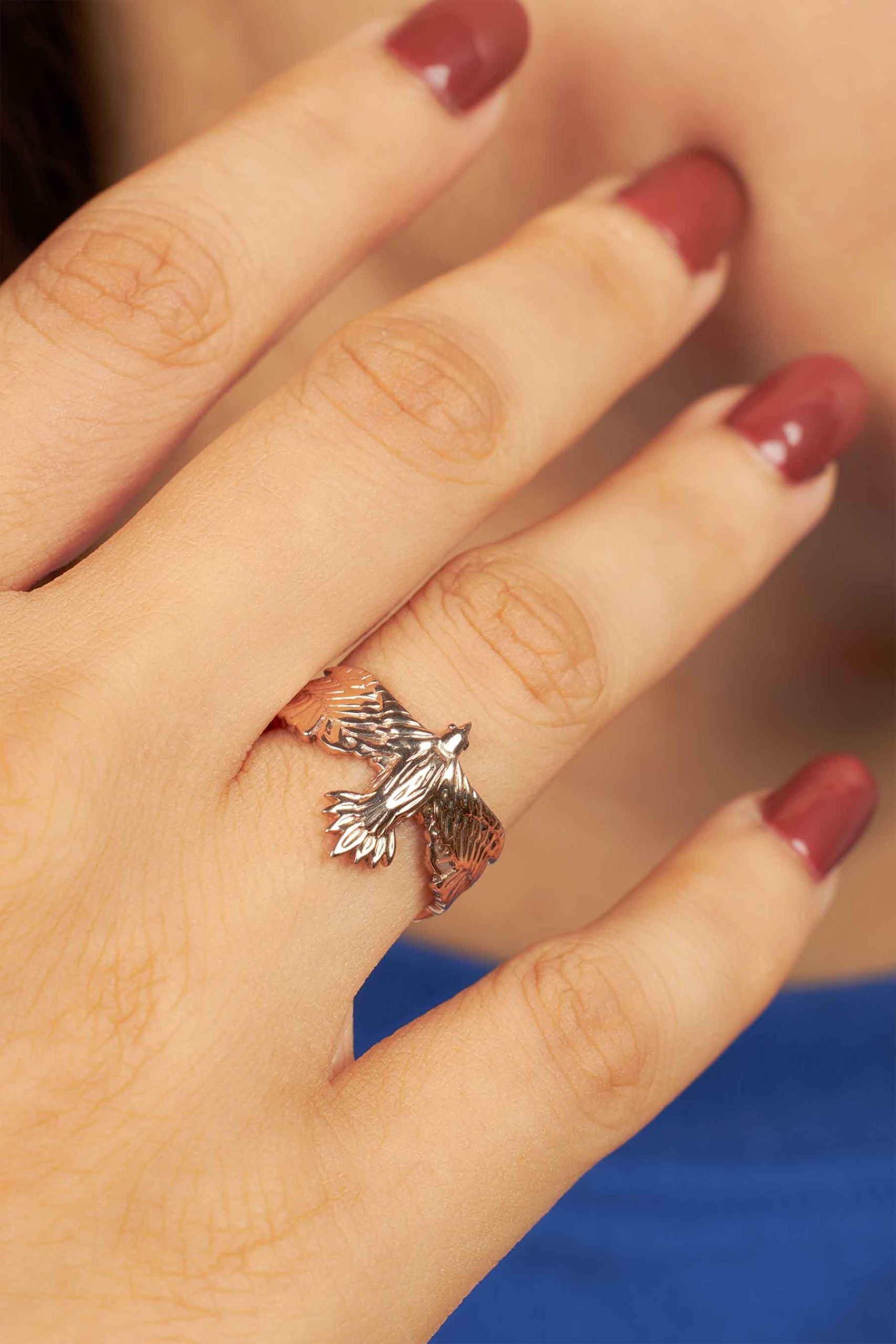 Rose Gold Raven Ring Odin's Raven Norse Viking Jewelry Crow Ring