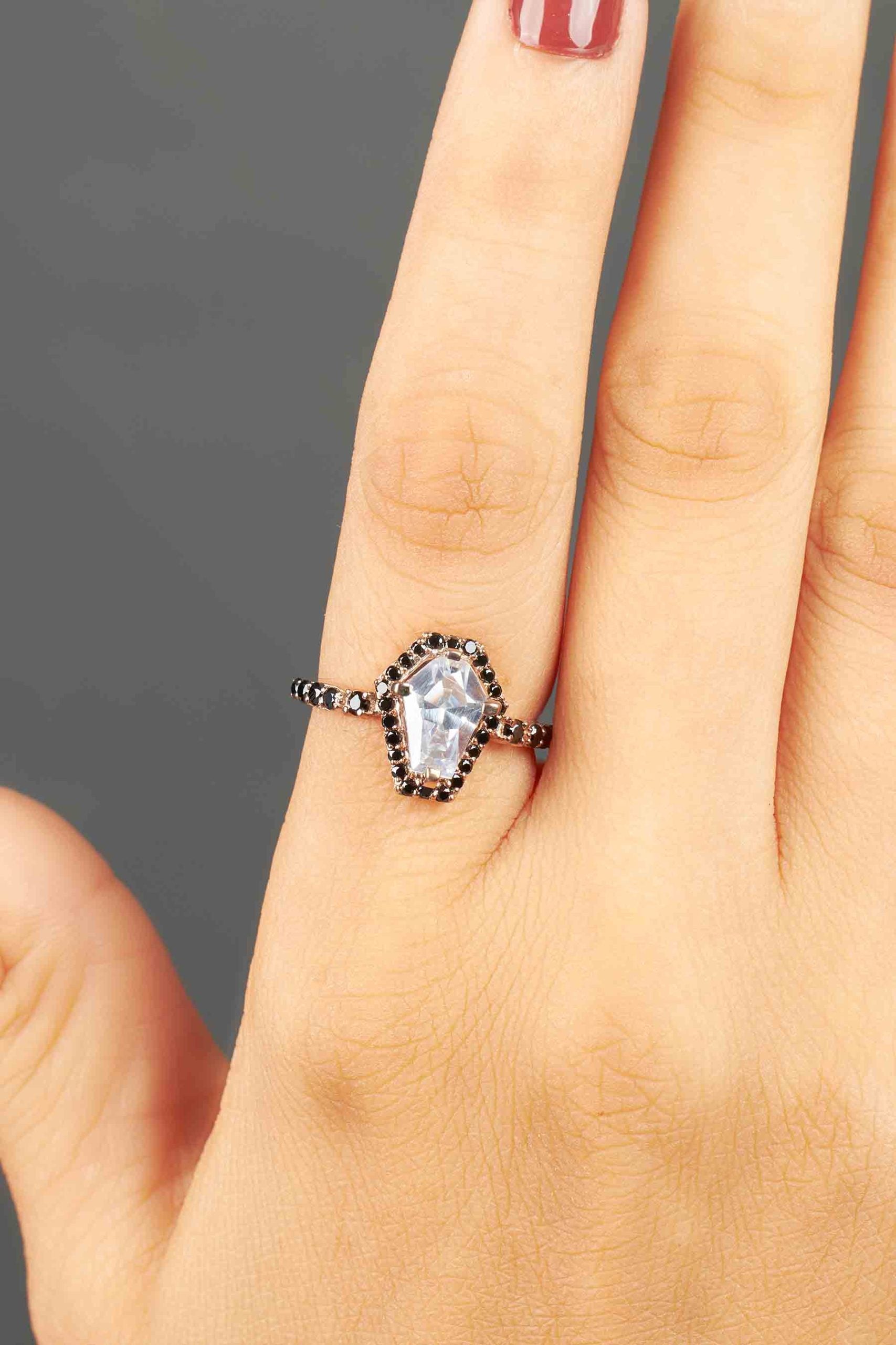 Coffin Diamond Engagement Rings Till Death Do Us Part Ring