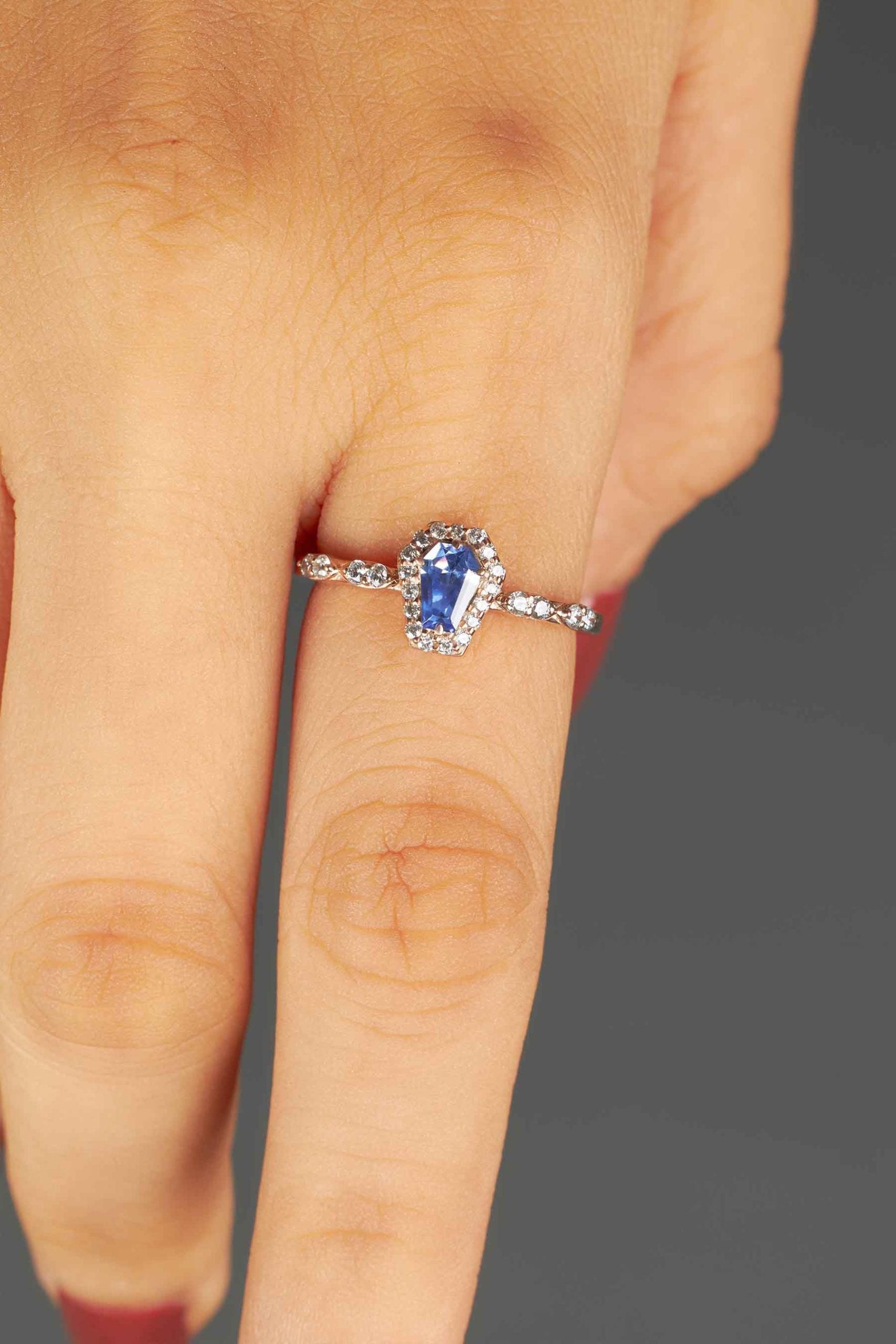 Coffin Wedding Ring Set Till Death Engagement Ring Bridal Set