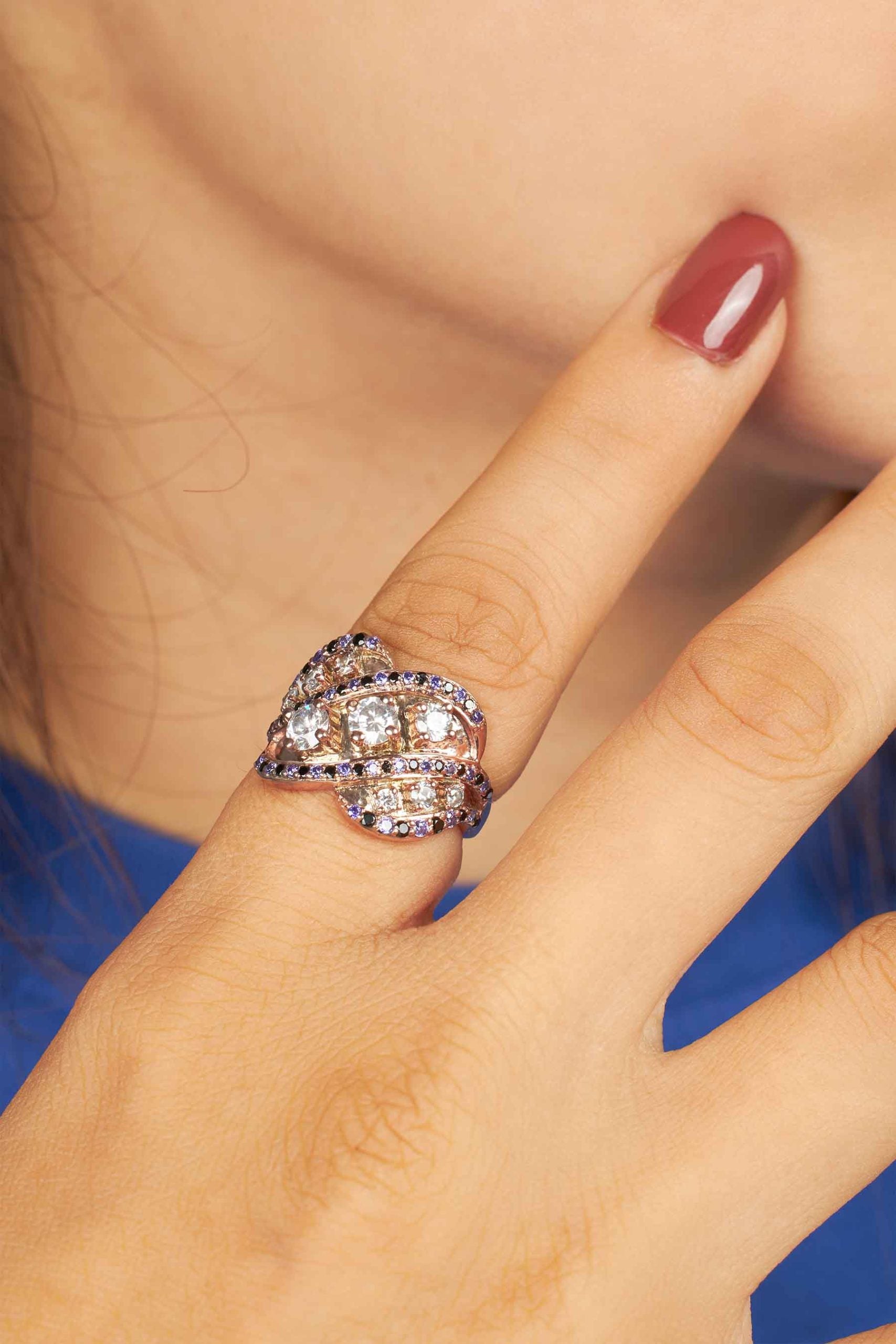 Cocktail Engagement Ring Multi Gemstone Statement Party Rings