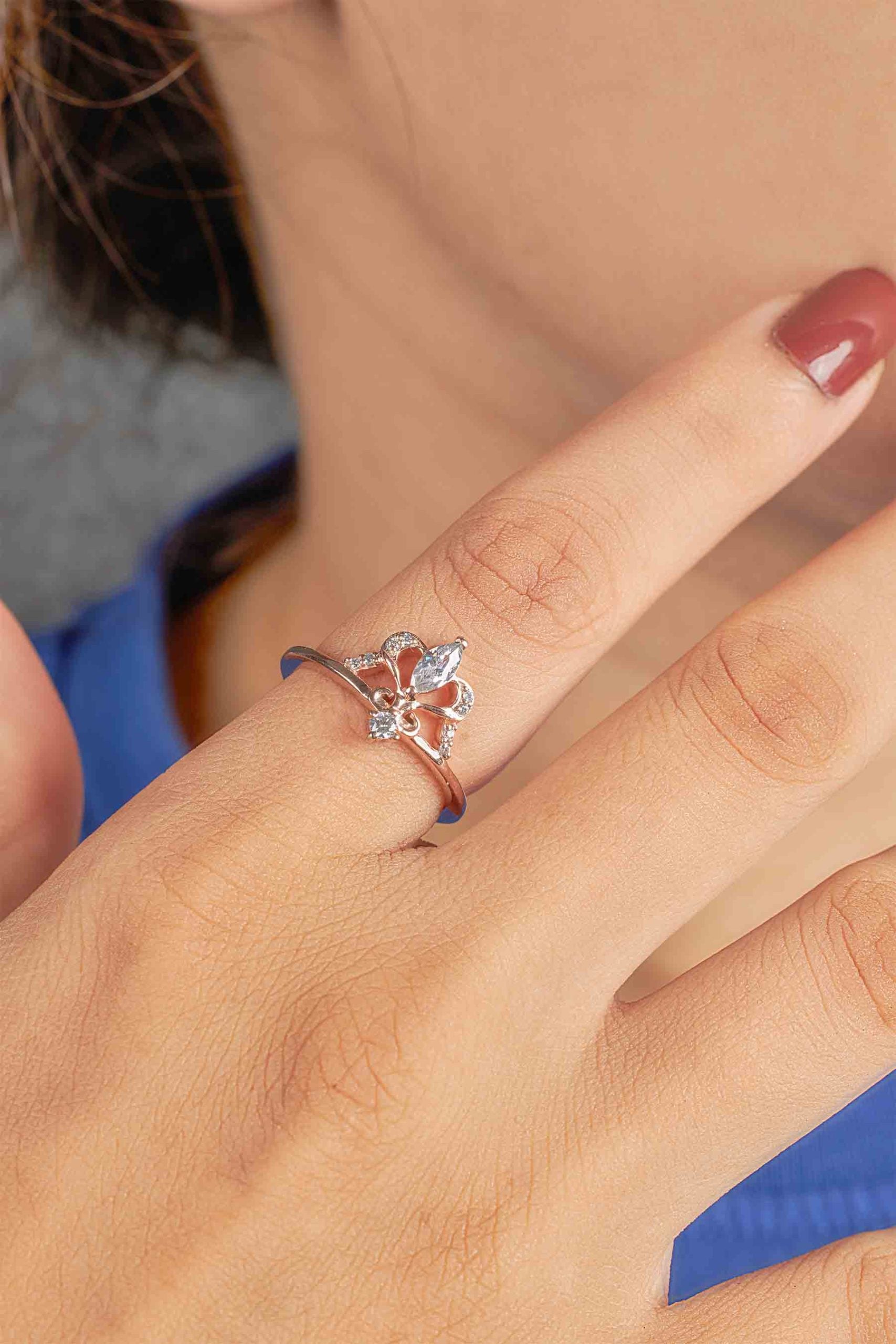 Tiara Wedding Ring Moissanite Diamond Vintage Engagement Rings Rose Gold White Gold
