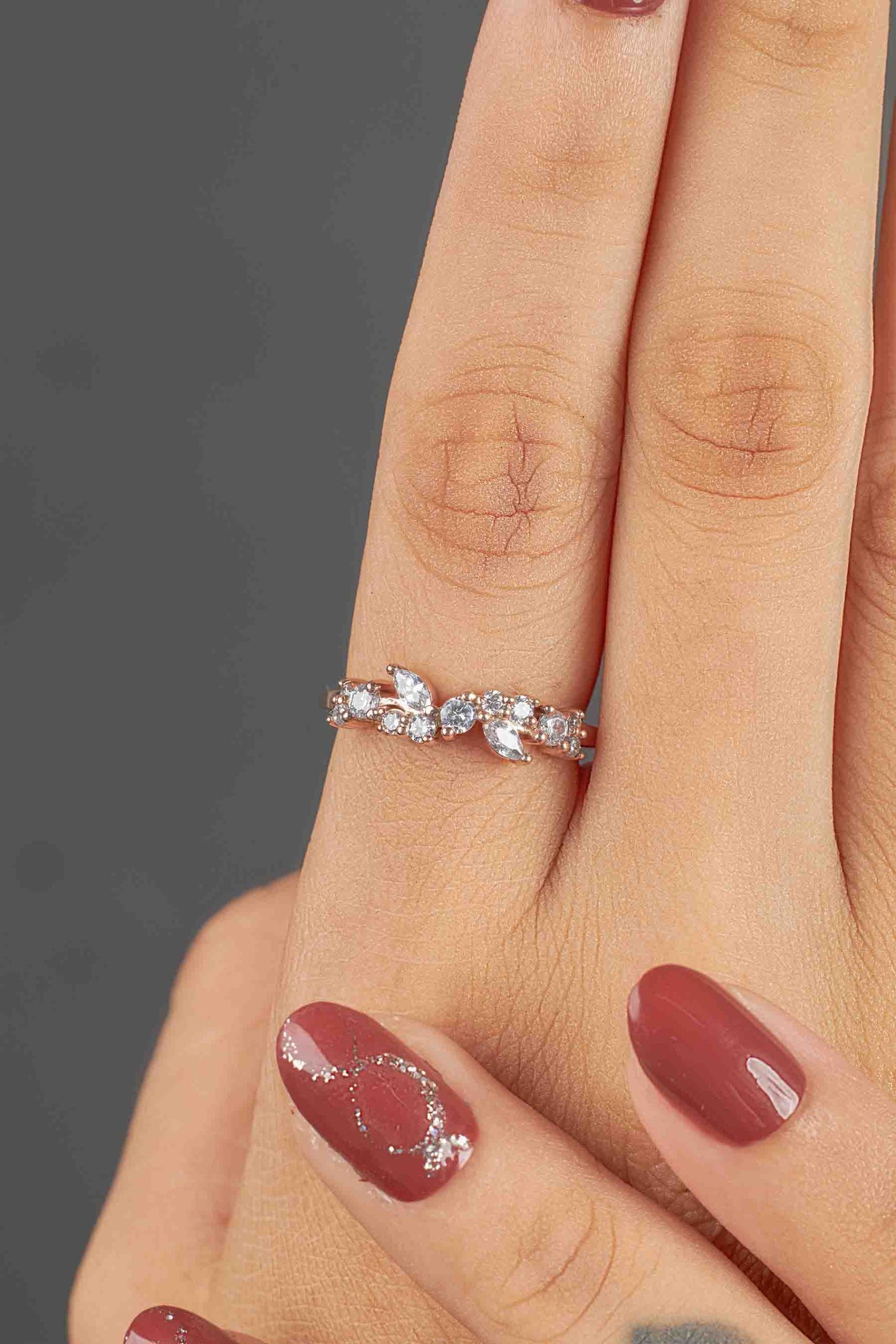 Vintage Wedding Band Moissanite Diamond Promise Anniversary Bands Rose Gold White Gold