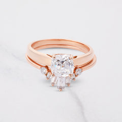Cushion Cut Solitaire Moissanite Engagement Ring Tiara Wedding Band Bridal Set
