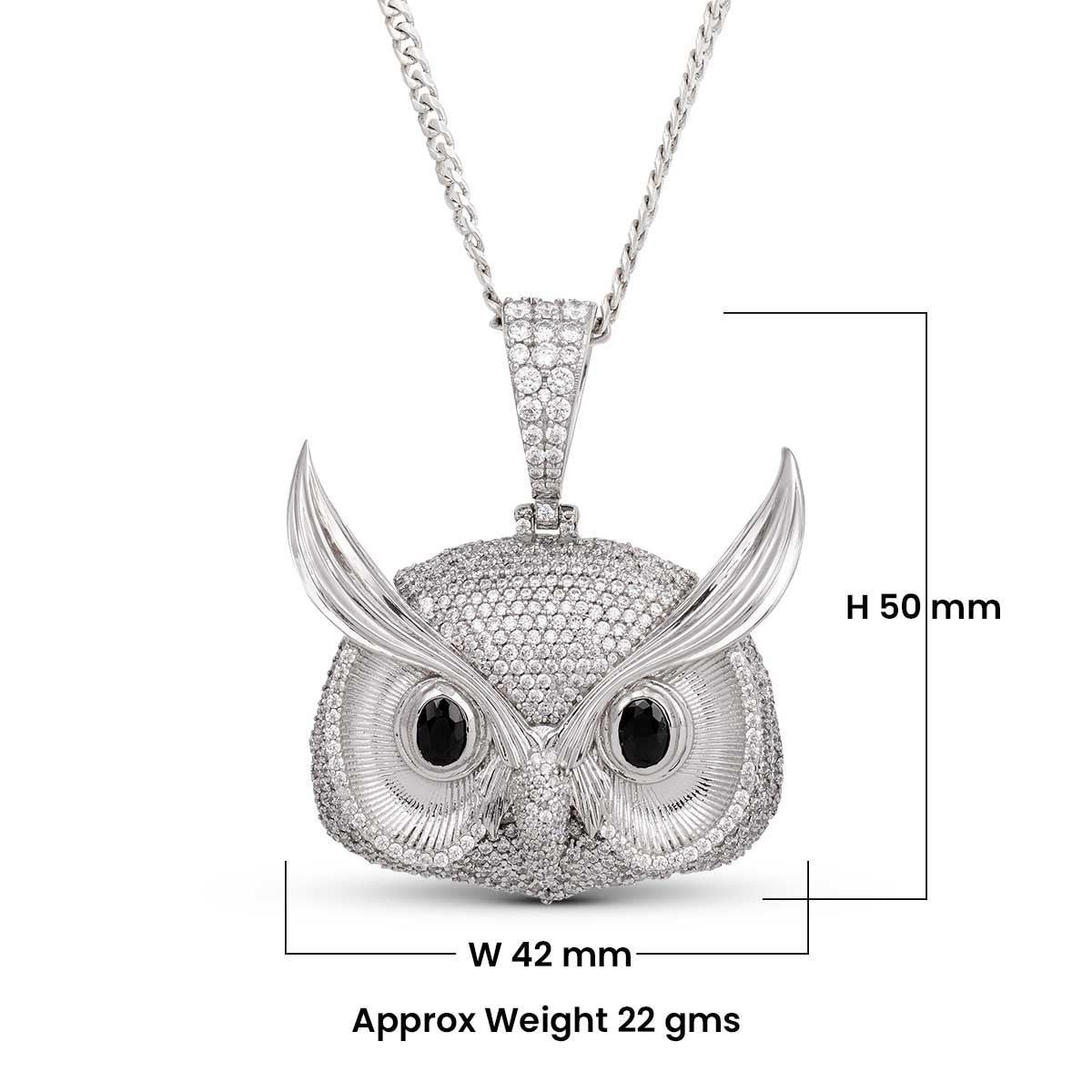 Iced Out Owl Pendant Necklace Locket With Chain Halloween Gothic Jewelry