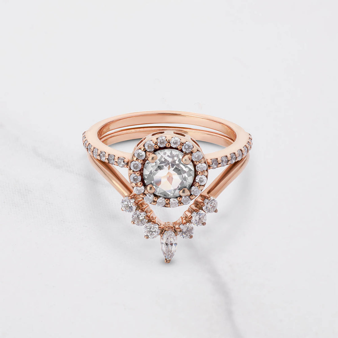 Halo Bridal Ring Set 1.25CT Cubic Zirconia Engagement Ring