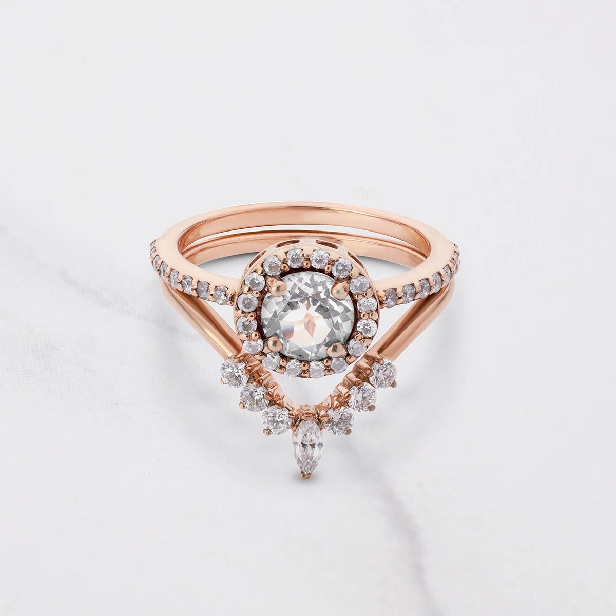 Halo Bridal Ring Set 1.25CT Cubic Zirconia Engagement Ring