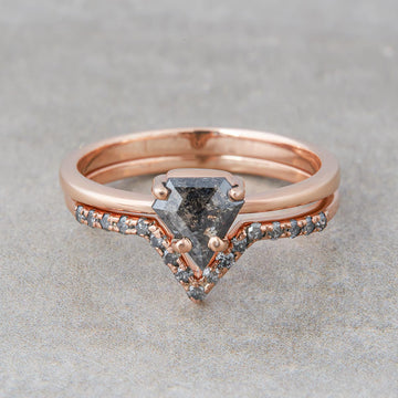 Salt and Pepper Diamond Wedding Ring Set