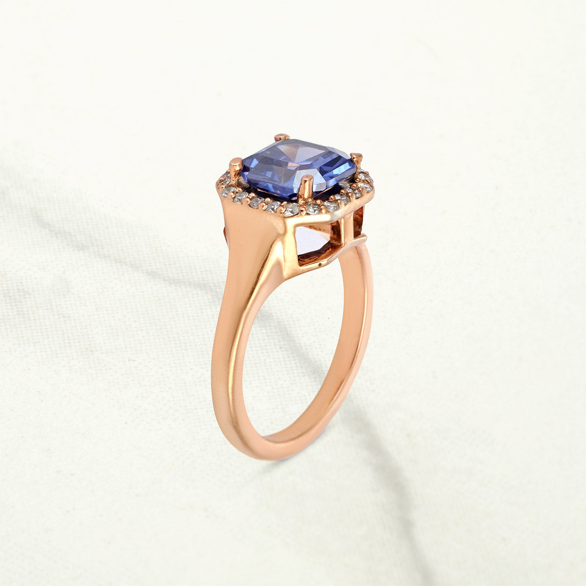 Statement Engagement Ring Set Blue Titanic Gemstone Halo