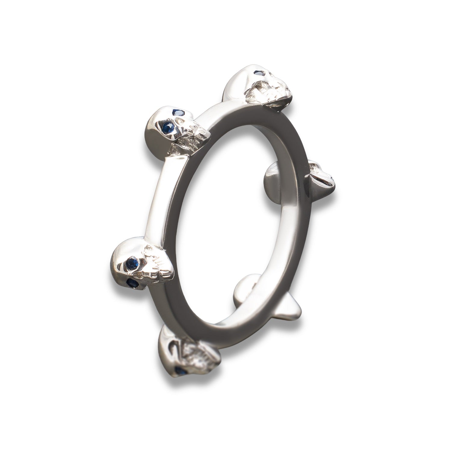 Sterling Silver wedding band ring with skull designs