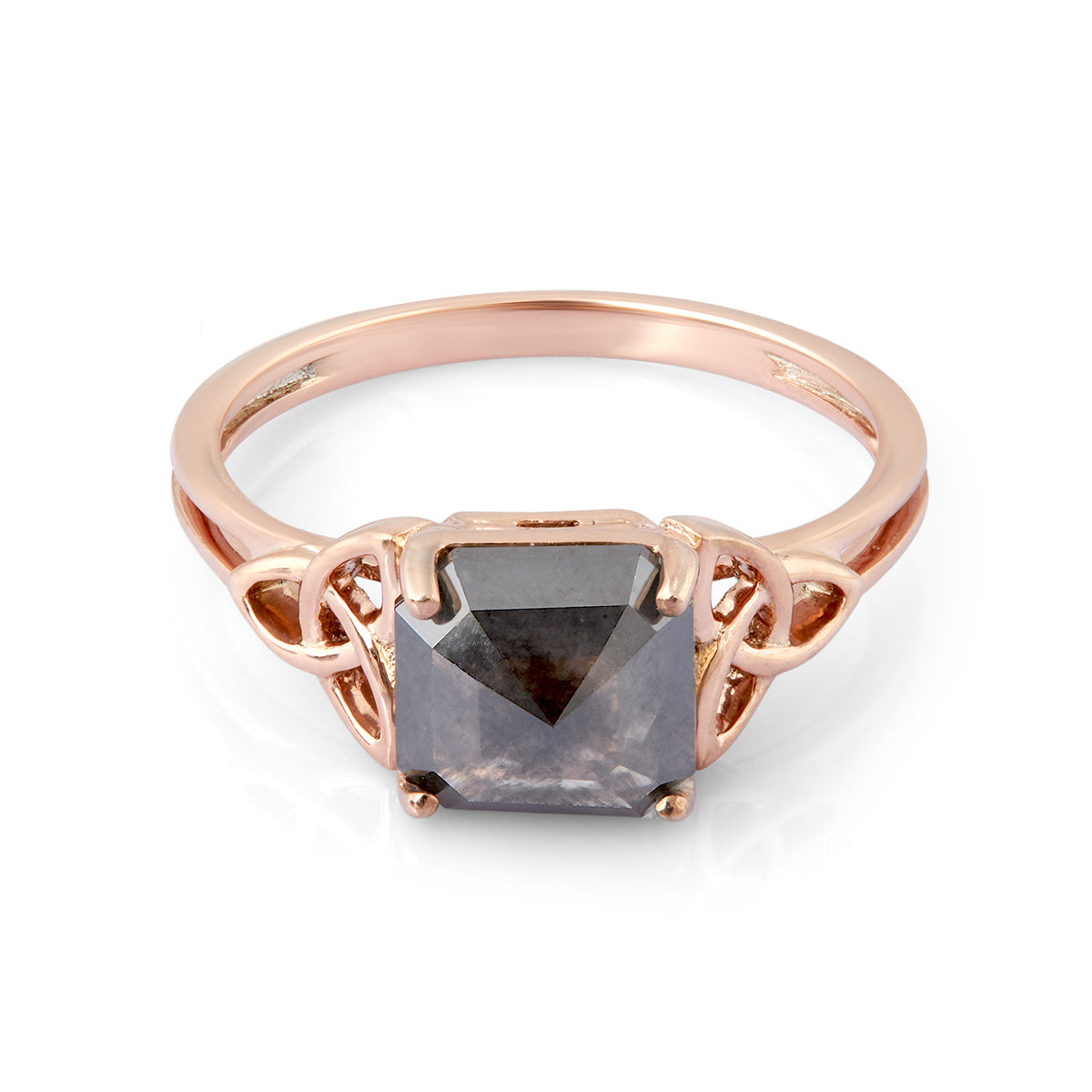 1.70CT Salt and Pepper Diamond Promise Ring Asscher Rose Cut