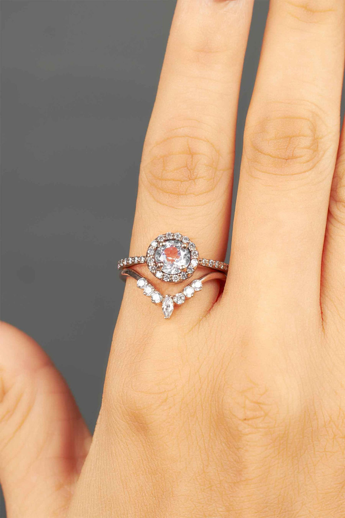 Halo Bridal Ring Set 1.25CT Cubic Zirconia Engagement Ring