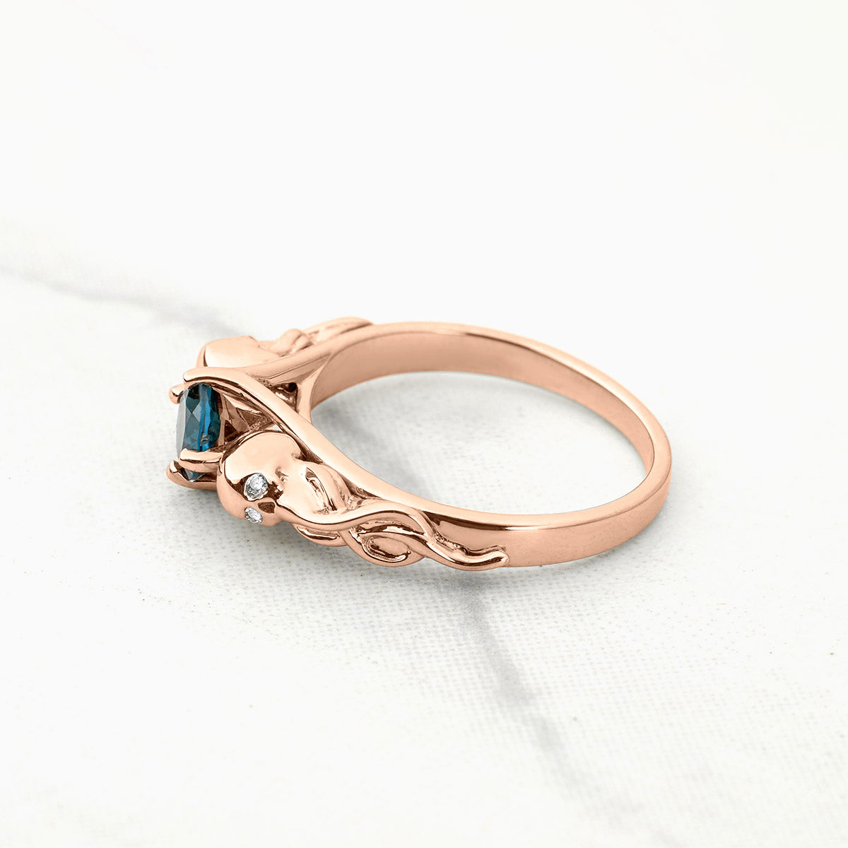 Skull and Snake Ring Set Natural London Blue Topaz Gothic Bridal Ring Tiara Wedding Band
