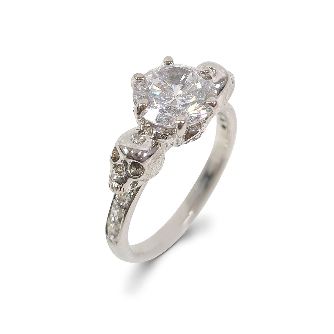 2.10TCW Diamond Skull Wedding Ring Womens Skull Ring Gold