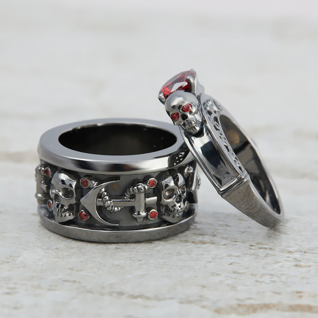 Matching Skull Engagement Rings