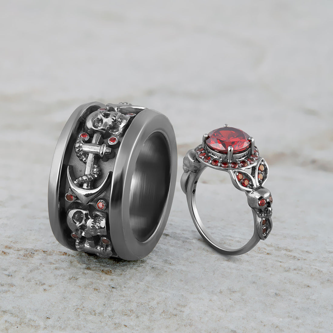 Matching Skull Wedding Rings